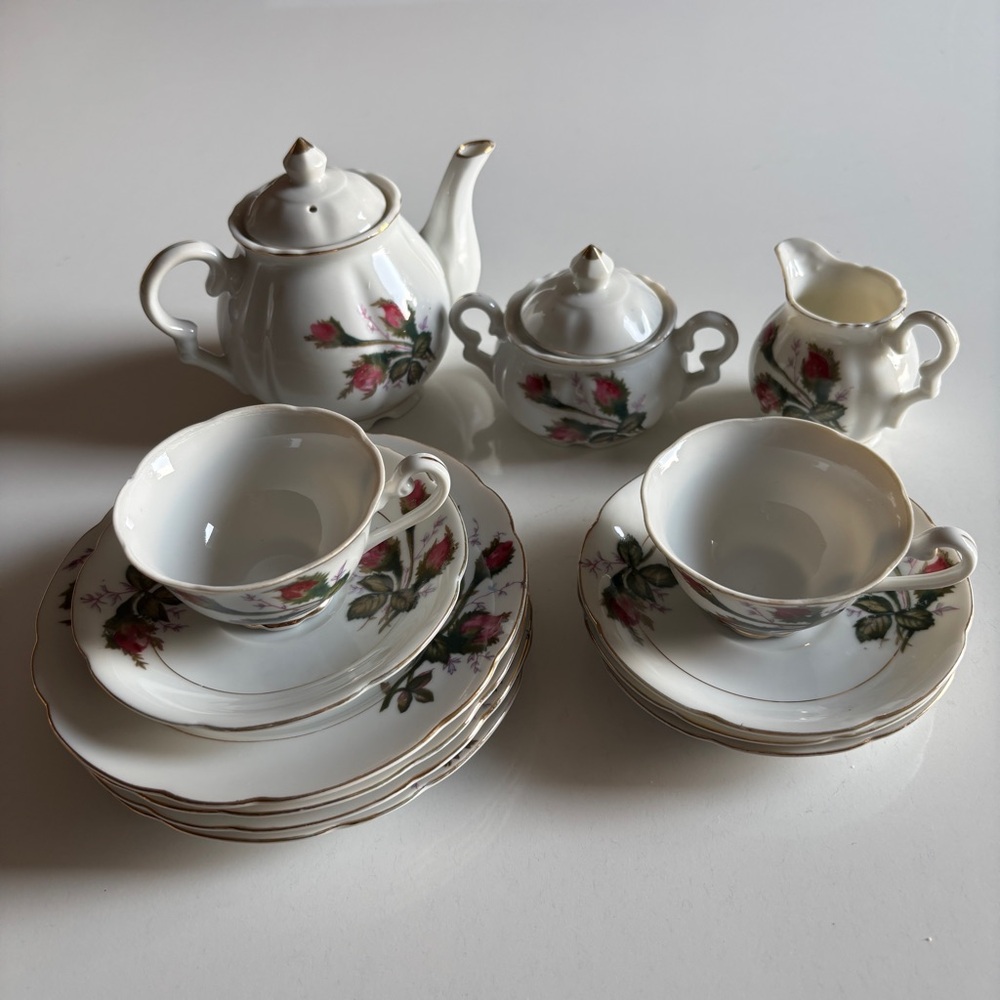 Vtg Little Hostess Sears Roebuck 15pcChild's Tea Set DaintyPastel Pattern Japan